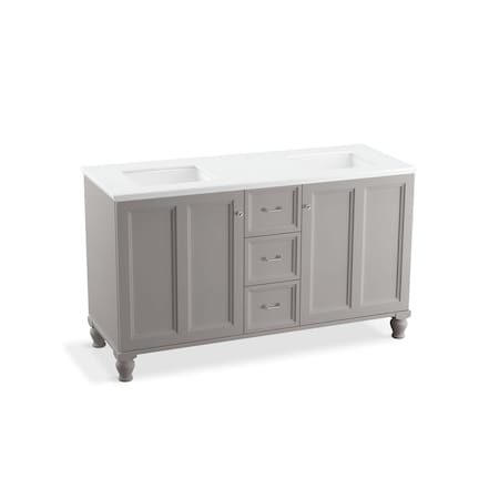 Kohler Damask Vanity, 60  2 Door 3 Dwr Legs 99524-LG-1WT